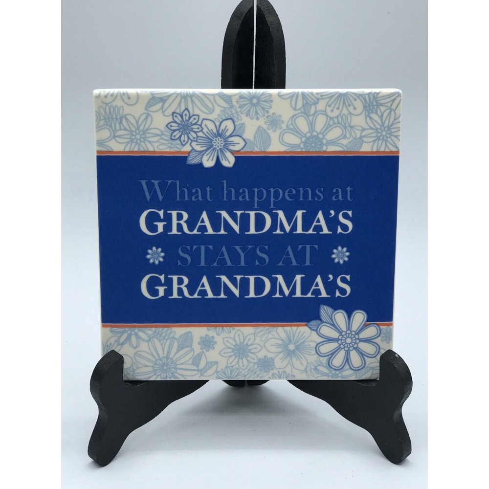 Hallmark Ceramic Tile Trivet Plaque "What‎ happens at Grandma's"